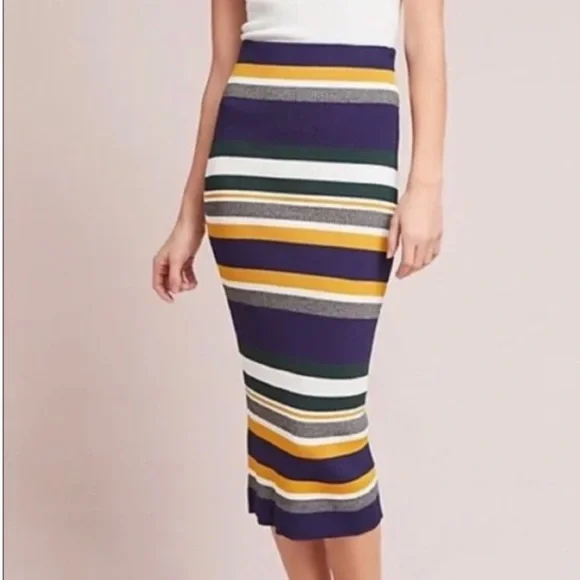 Anthropologie Callahan striped maxi skirt size M business casual convertible - Picture 3 of 12